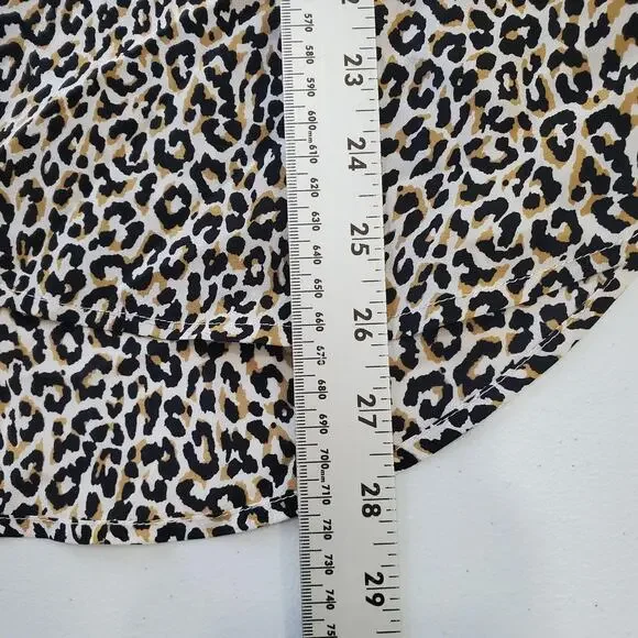 J Crew Shirt Womens 22 Brown Black Leopard Animal Print Silk Button Front J8152 - Picture 6 of 10